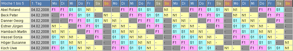 Schichtplan 3.62